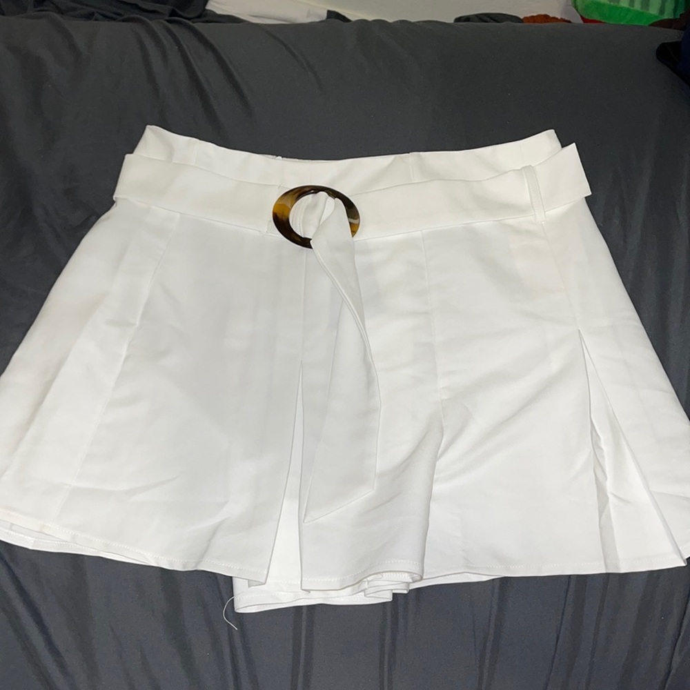 High Rise Belted Pleated Shorts
